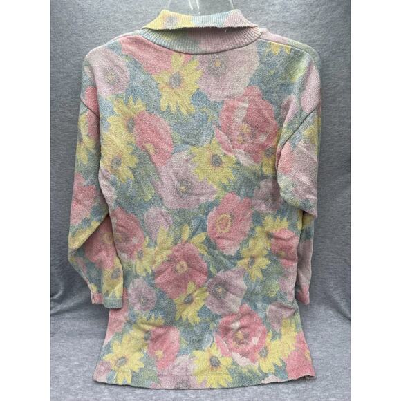 Vintage Gabriella floral print sweater womens Medium linen blend made in Italy - Picture 2 of 4